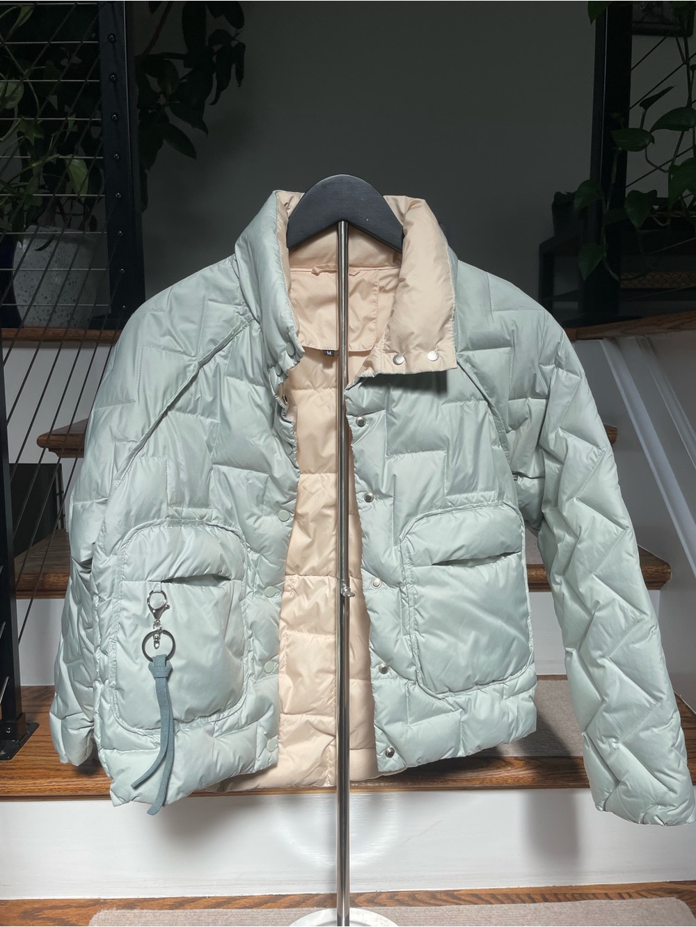 Sage Green and Beige Puffer Jacket, worn few times.